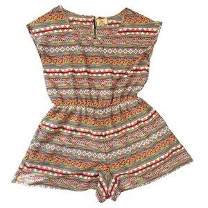 Stevie Lindsay Women Playsuit Romper Plus Size 2X White Red Lined Elastic Waist